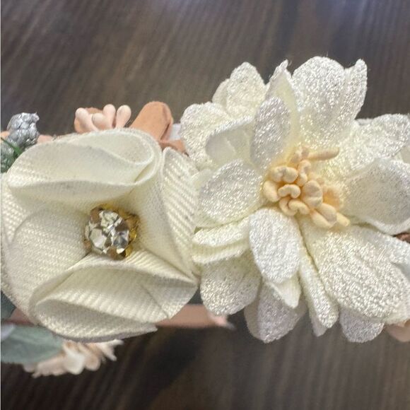 Chiffon floral beaded and studded bridal flower girl headband - Picture 4 of 6